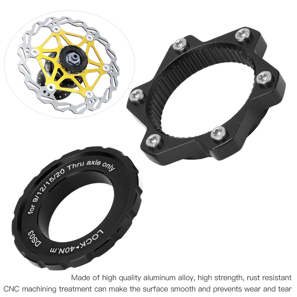 MEIJUN Centerlock to 6 Bolt Fitting Adapter Lockring Aluminium Alloy Axle Hub Adapter for Thru Axle HubBlack