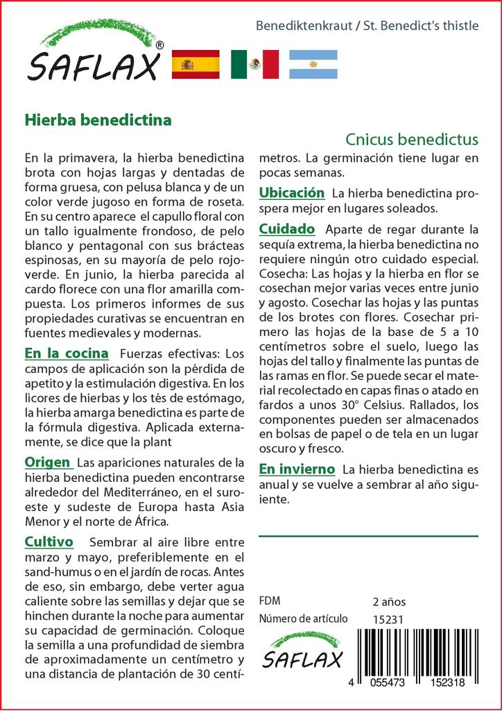 SAFLAX Garden In the Bag - St. Benedict's Thistle - 50 Seeds - With Substrate In a Fitting Stand Up Bag - Cnicus Benedictus