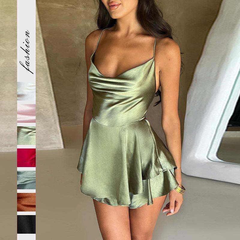 Sexy Slim Fit a Zeštíhlující Bez zad Jednobarevné Dámské Šaty na Ramínka