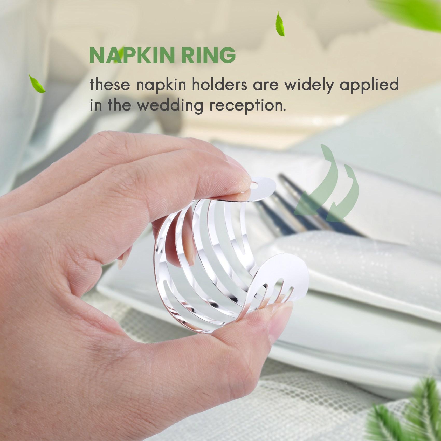 

Good-Napkin Rings Set Of 12 Hollow Out Napkin Rings Holder For Christmas Everyday Holiday Party срібний