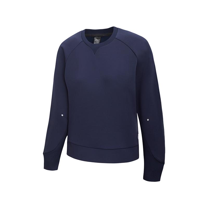 ASICS Sweatshirts Women s Dark Blue Crew Neck Moderate Regular 2032D402-400 L