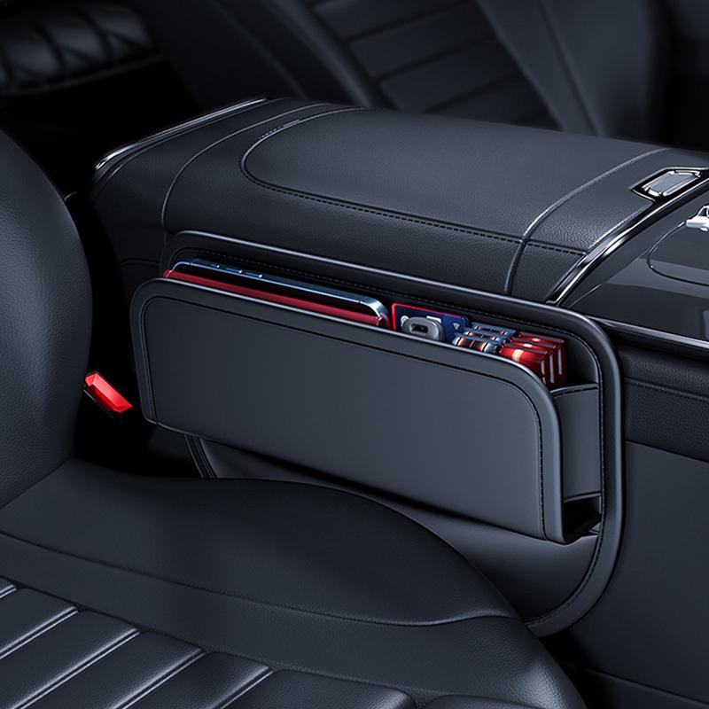 

Car Seat Crevice Storage Box Auto Seat Slot Filler Organizer Leather Multi-Function Car Seat Crevice Filler Organizer Stuff чёрный