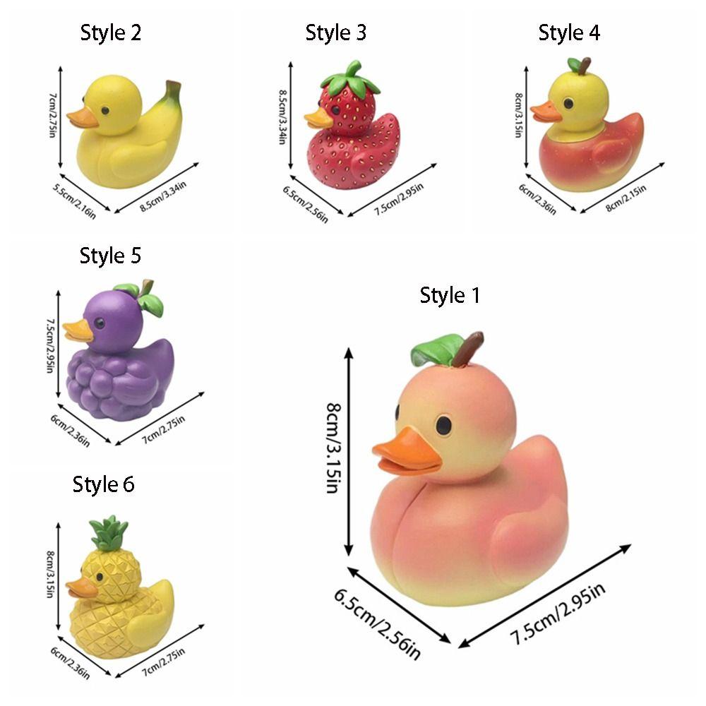 Resin Duck Figurine Cartoon Miniatures Ornament Desktop Decoration Fruit Duck Statue  Model Toy