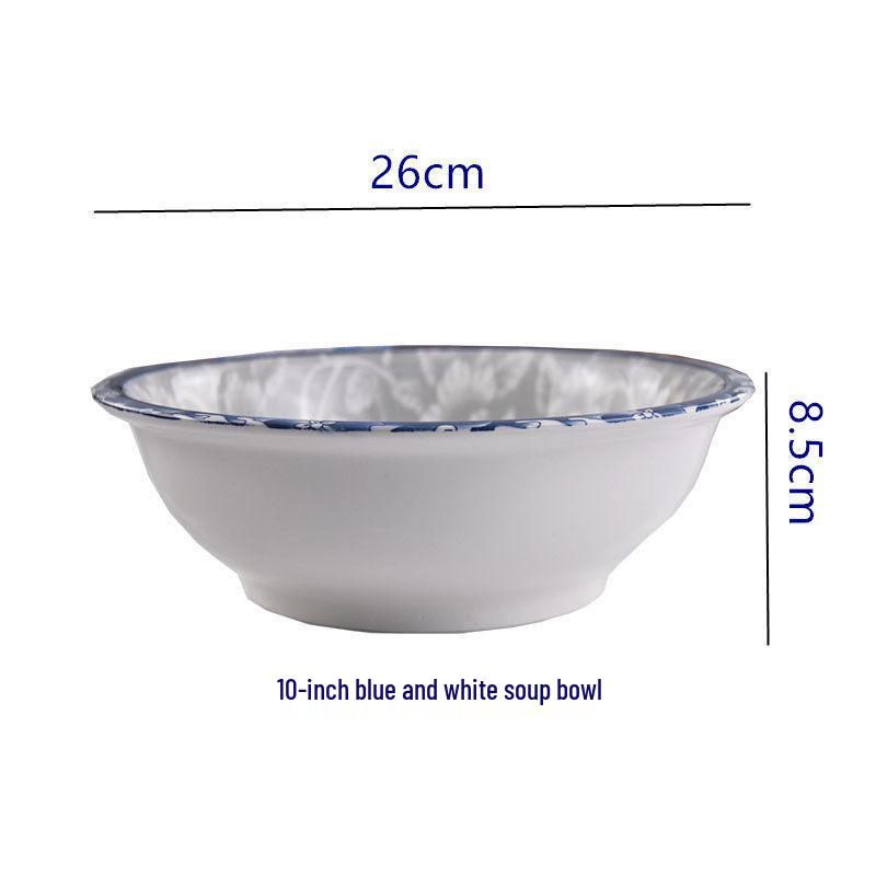 Set of 2 Large Blue & White Ceramic Bowls for Soup, Noodles, or Rice - Versatile Tableware