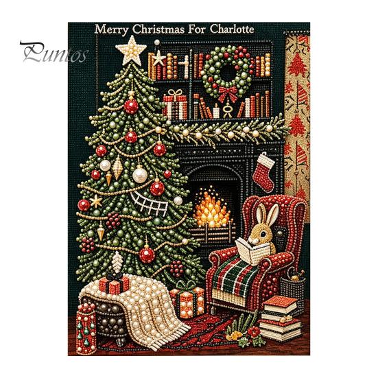 Holiday DIY Ornaments Christmas Faux Pearl Painting Kit, Santa Reindeer Art Relaxing Hobby Kits 3D Angel Wall Craft Kit for Adults, Festive Home Decor
