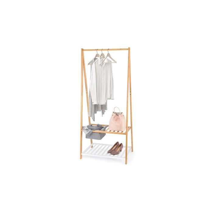 Cintre en Bambou - GENERIQUE - Étagère à Chaussures - 70x45x160cm - Blanc - Contemporain - Design