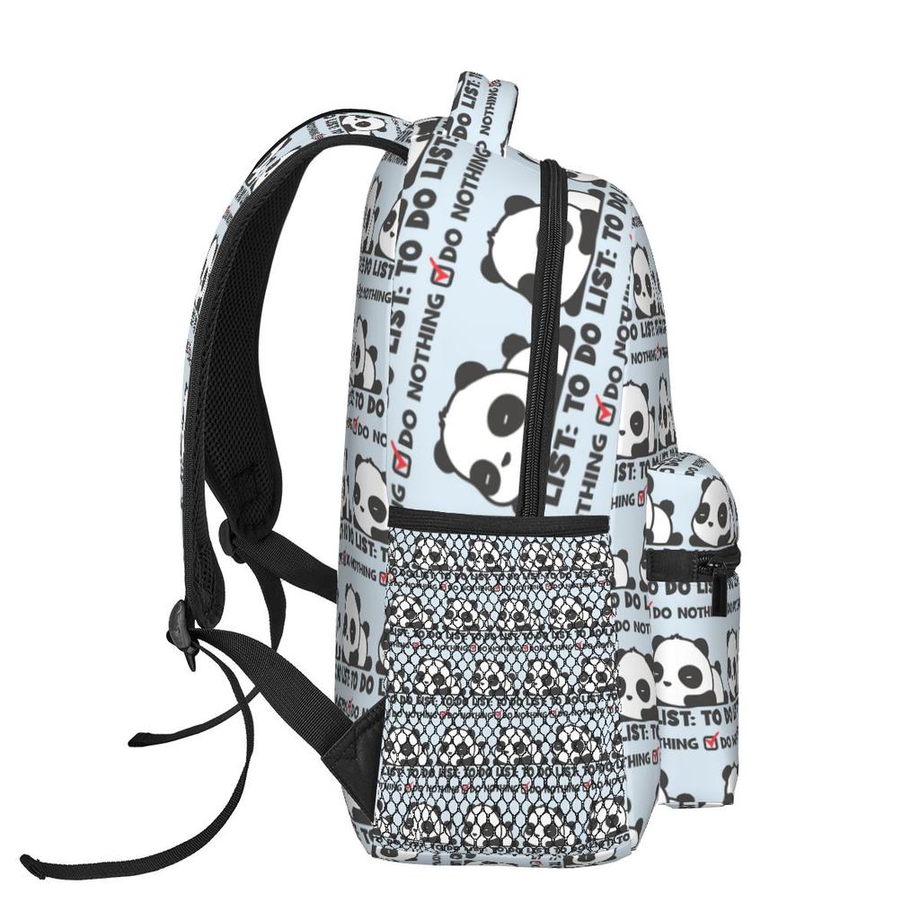 Fashion To Do List Do Nothing Panda Print Student Backpack School Bag Hiking Travel Daypack for Boys Girls Bookbag Shoulder Bags
