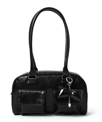 WEGO Boston Bag with Charm, School Bag, Deco Bag, Shoulder Bag, Korean Style, Casual, Girly, School Bag, Gift, Present, School Bag, Year-Round,