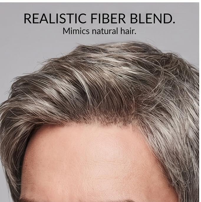 Men’s Grey Short Fluffy Side-Part Synthetic Wig, Adjustable Breathable Cap, Natural Look for Daily & Casual Occasions