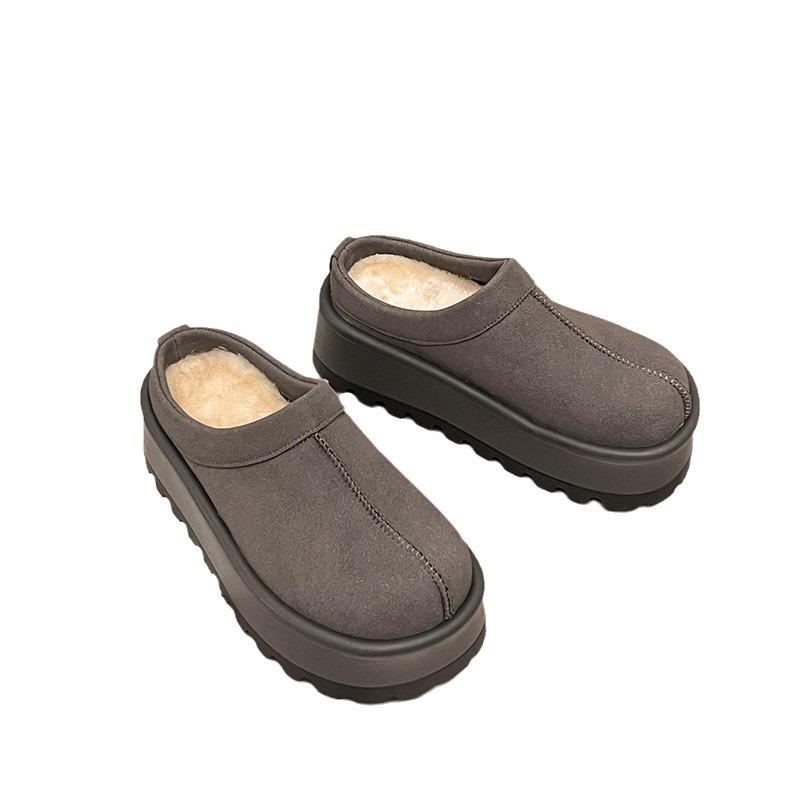 fur integrated gray thick-soled snow boots for women's winter new heightening, piling and thickening bag head drag