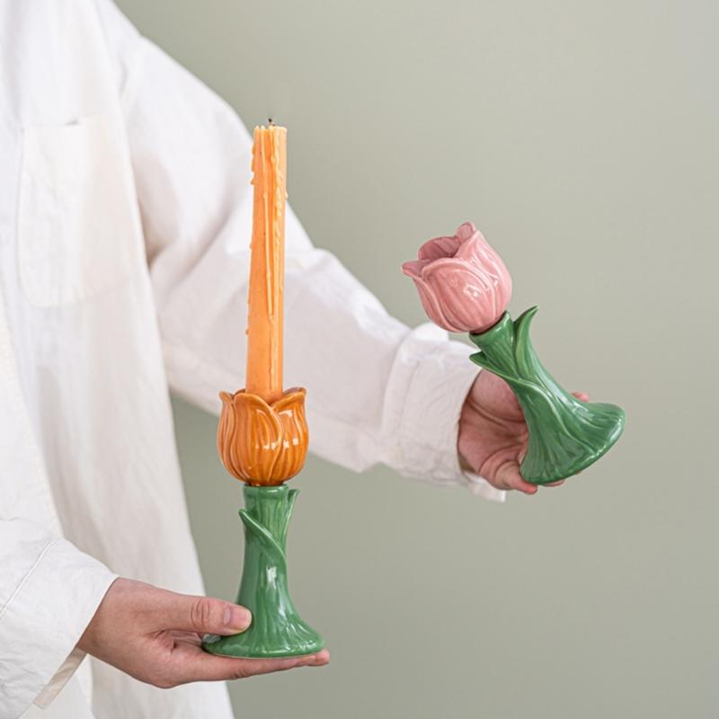 Ceramic Candlestick Stand Replacement for Candle Christmas Wedding Parties Dining Room Home Candle Stand Accessories