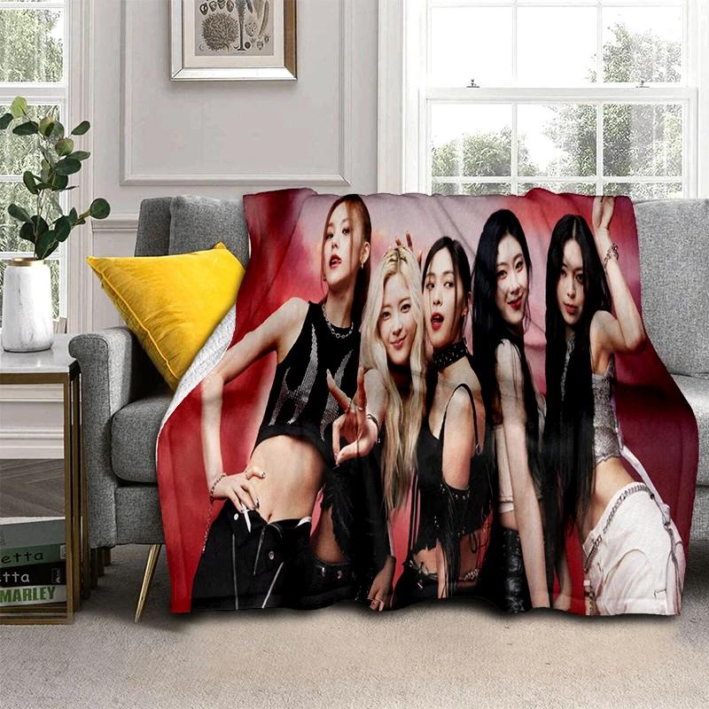 3D KPOP ITZY Star Soft Plush Blanket,Flannel Throw Blanket for Living Room Bedroom Bed Sofa Cover Gift