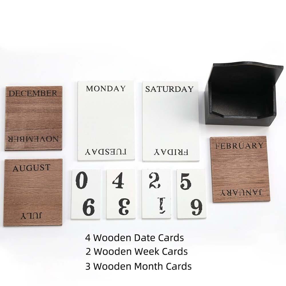 Aesthetic Desk Calendar Ornament Manual Date Display Ornament Wooden Perpetual Calendar  Room