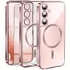 Case for Samsung Galaxy S22, Electro MagSafe, Pink Rose Gold + Glass Screen Protector