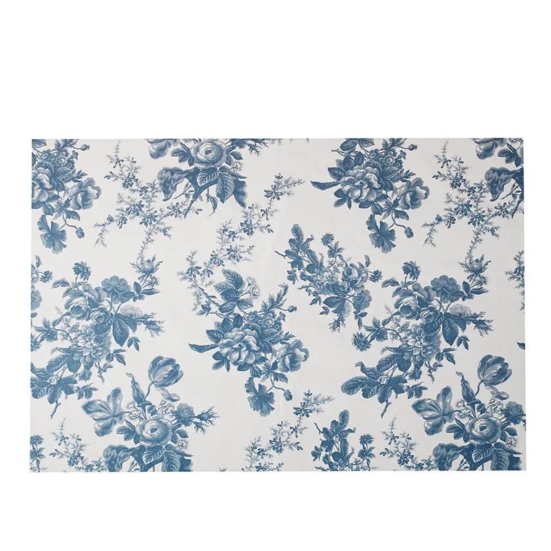 76x50 cm/5 pieces Chinese style blue and white peony painting print flower wrapping paper Classic art Vintage paper