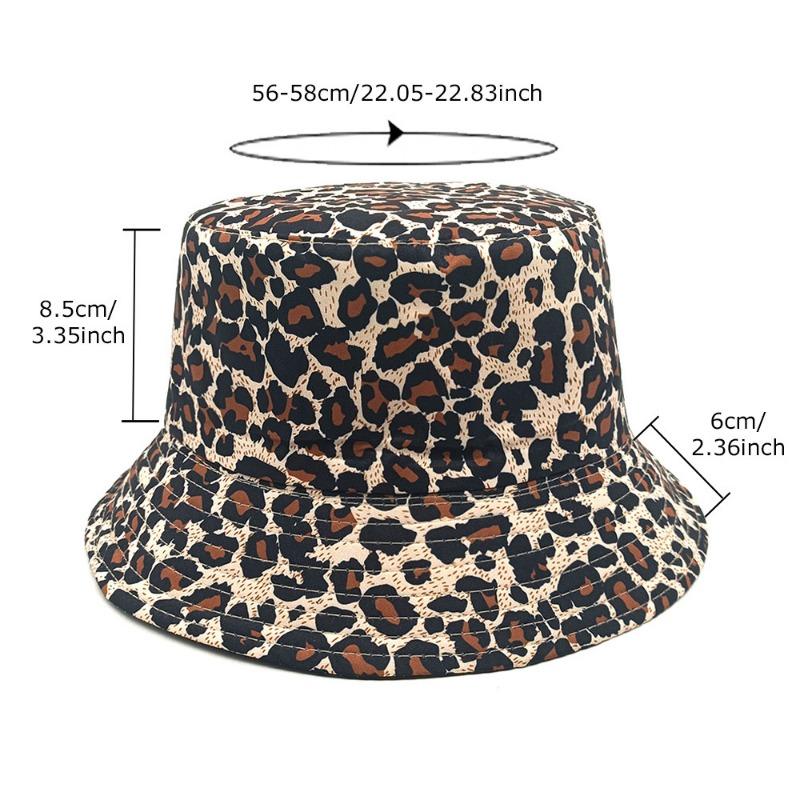 Fashion Leopard Print Double Sided Bucket Hat Unisex Sun Protection Outdoor