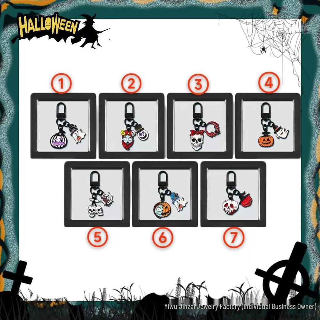 Cross-Border Halloween Skull & Pumpkin Keychain – Metal Ghost Charm Gift