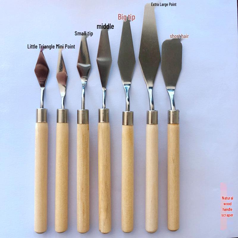 Set Spatule cu Mâner de Lemn - Articole de Artă pentru Pictură în Ulei și Guașă