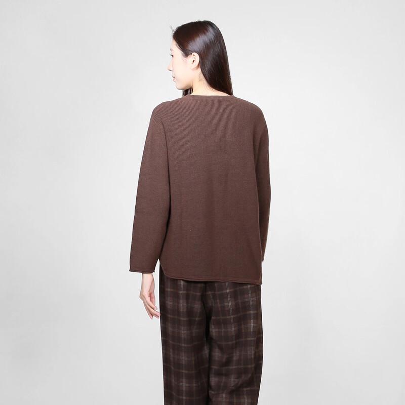 Sweet Basil Women's Round Neck Long Sleeve Knit Sweater