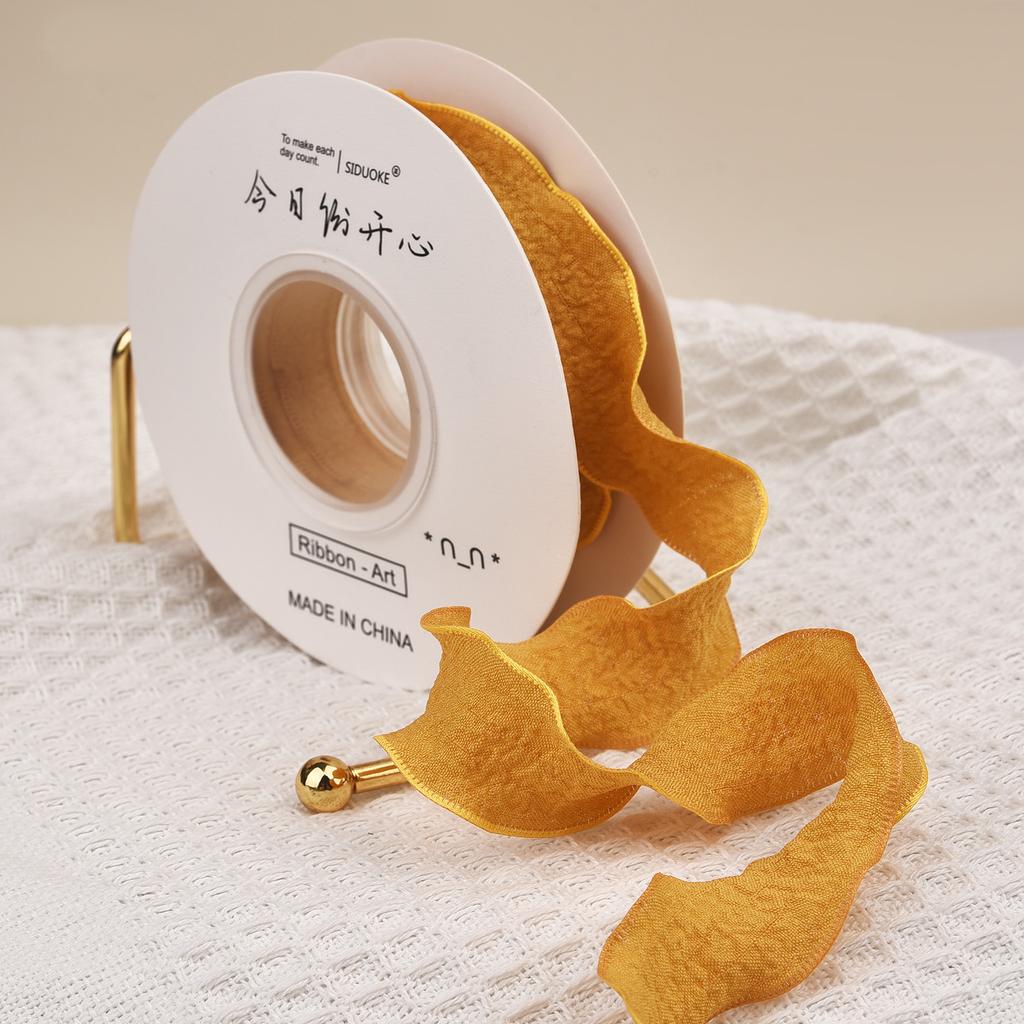 10 Jardów Wstążki z przędzy ogona rybiego Falowany brzeg Plisowana wstążka szyfonowa Materiał do pakowania prezentów Dekoracja DIY kwiatów na ślub, urodziny