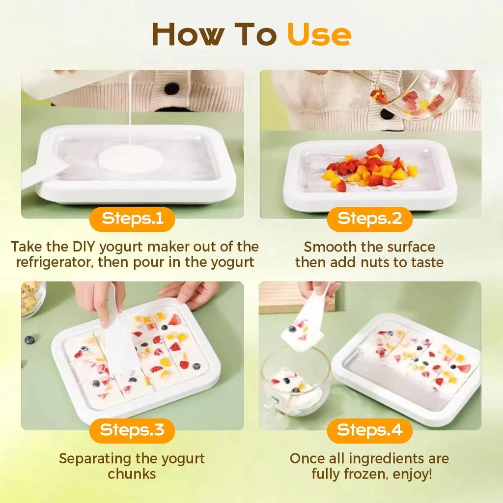 DIY Ice Cream Maker Yogurt Maker Machine Child's Homemade Cream Sorbet Gelato,Household Rolled Ice Cream Maker With 2 Spatulas