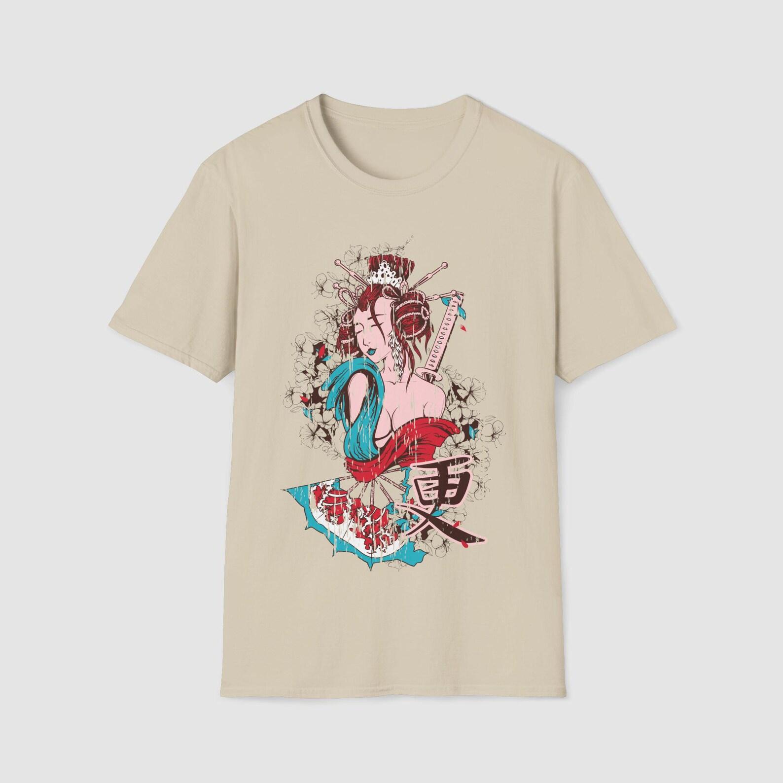 Geisha Sword Tattoo T-Shirt | Japanese Warrior Illustration XL