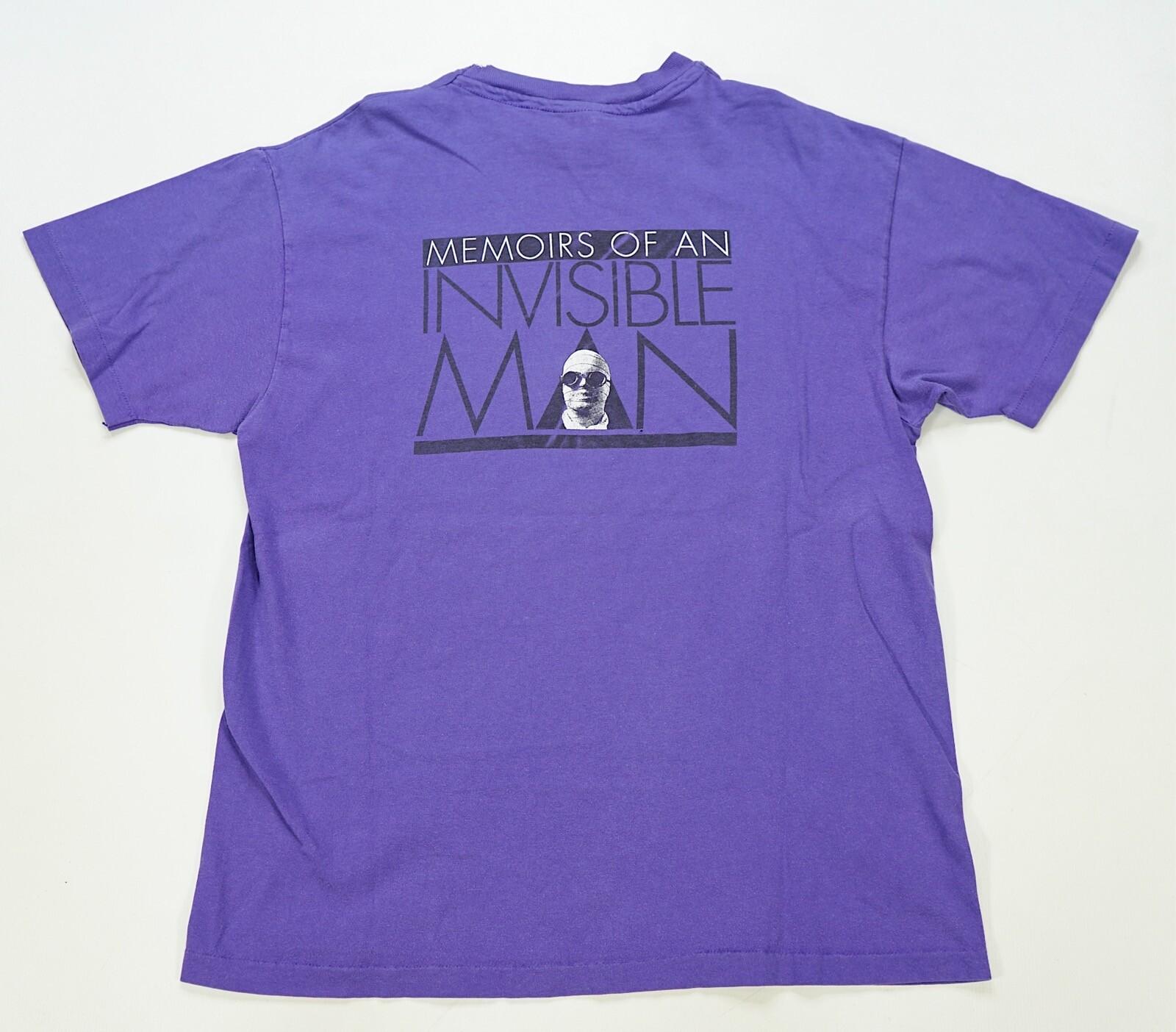 Rare Vintage Memoirs of an Invisible Man 1992 Film Promo T Shirt 90s Purple SZ L S