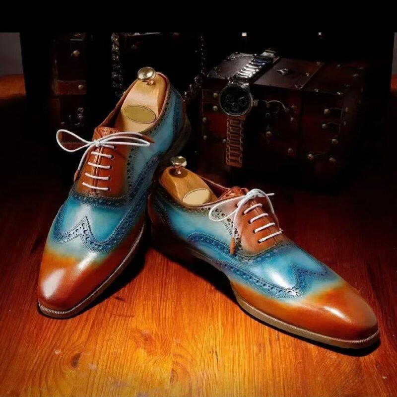 Fashion Size 38-48 Business Men Block Leather Shoes European Men Business Office Fashion Small Leather Shoes Gentlemen Social Shoes Men