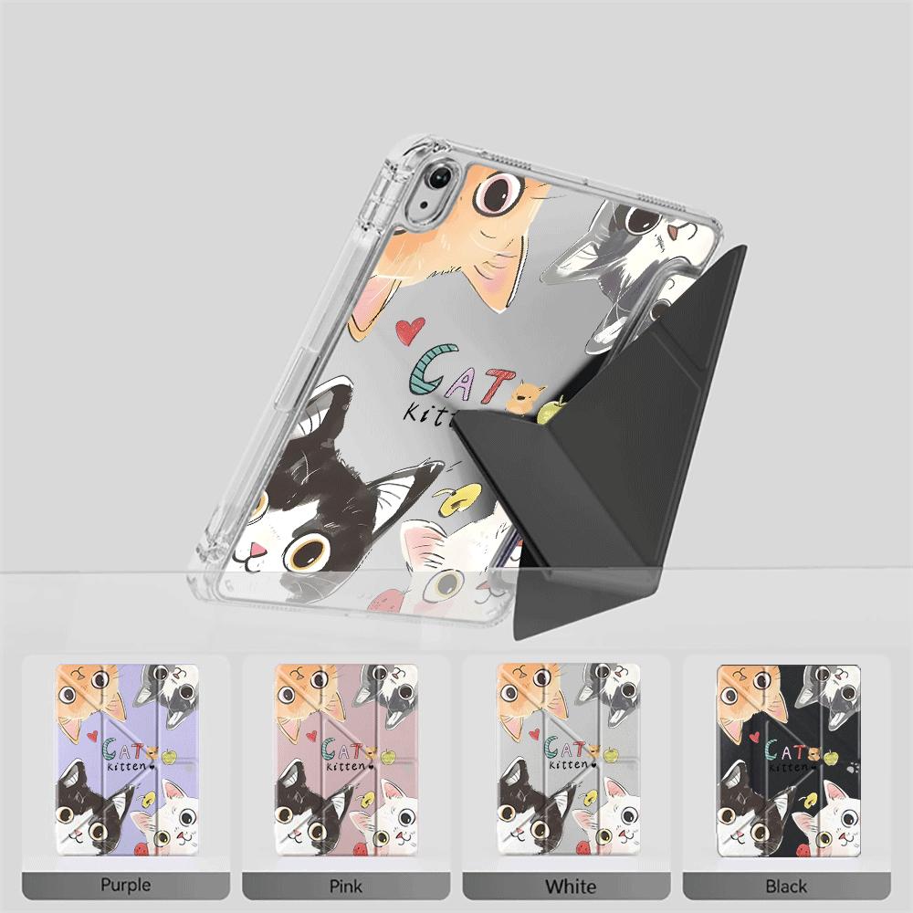 Cartoon Cute Cat Tablet Case For iPad Air 4 5 M3 M2 1 2 M4 11inch Pro 11th 10th 9th 8th 7th 12.9inch Mini 6 7 Pro 2025 Y-Fold