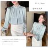 Shirt Long Sleeve Korean Pearl Ruffle Plus Sizes Perfect for and Casual and Winter [CCGGOWMM] High-quality Women's Blouse, Top, Stand-Up Collar,
