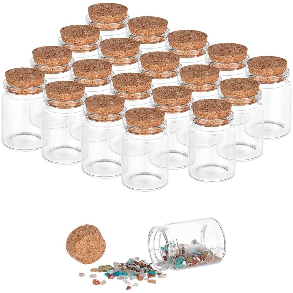 30ml Glass Bottles with Cork Stoppers, Tiny Glass Vials Corks Jars Mini Glass Bottles Small Decorative Bottle Art Crafts Storage