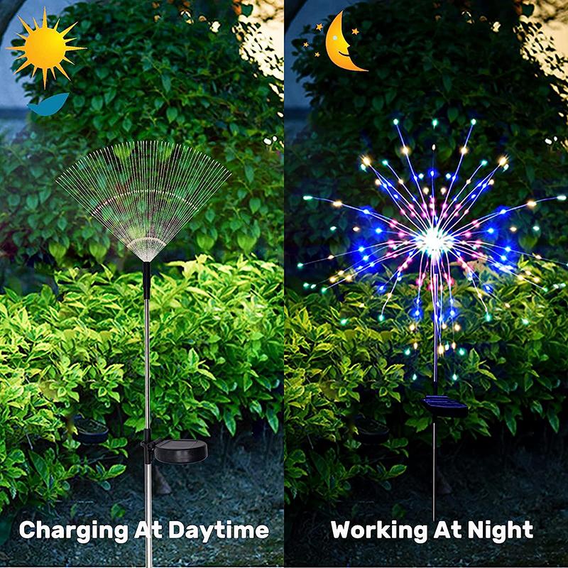 1 Pack Solar Fireworks Lights Outdoor,Holiday Lighting Firework Lights For Garden Patio,Halloween,Christmas,Wedding,Wall Decor