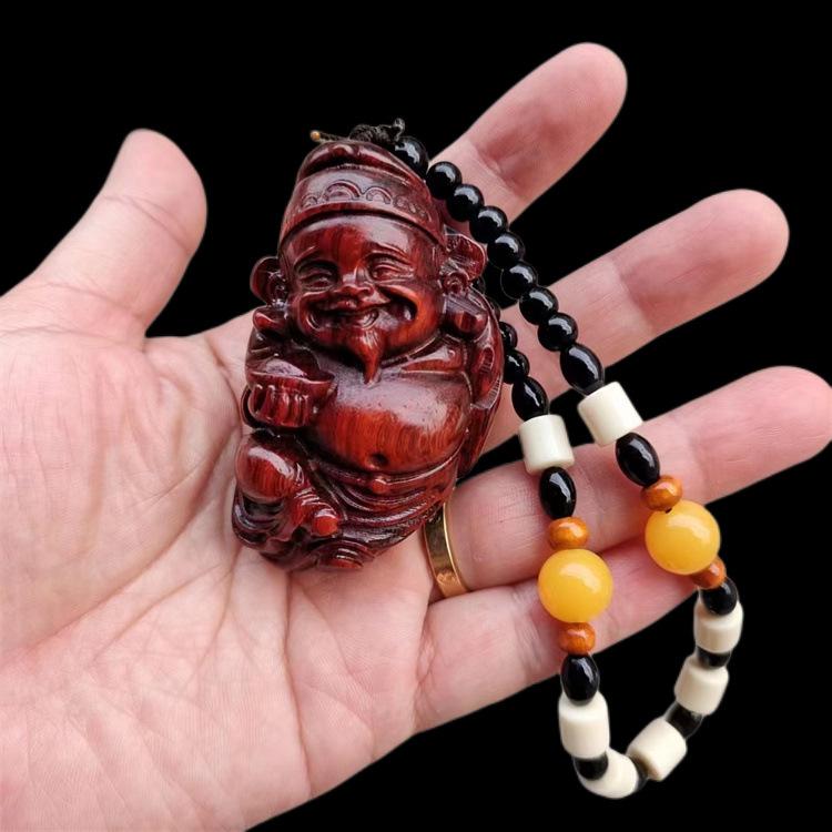 Sandalwood Pixiu Handheld Carved Pendant Ornament - Douyin Craft Gift