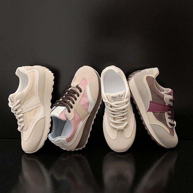 Cocoa Latte~ Women's Shoes Sneakers Forrest Gump Shoes 2025 Spring and Autumn New Casual Platform Splicing German Training Shoes