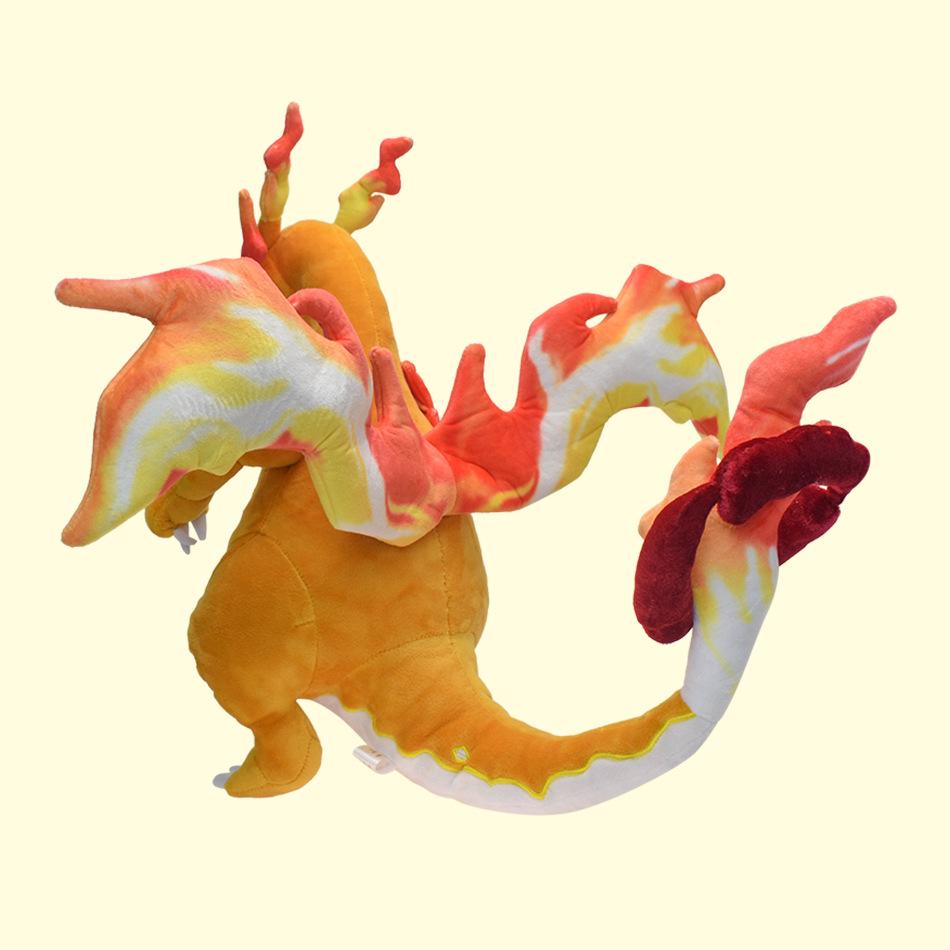 Poseable Shiny Orange Gigantamax Charizard Plush Toy with Skeleton