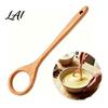 Home Baking Accessory 12 Inch Wooden Danish Dough Whisk Long Handle Sourdough Whisk with Hollow Ring Non Slip Natural Wood Beater Mixer Bread