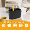 Pen Holder PU Leather Desktop Organizer Caddy with 2 Compartments Multifunctional Remote Control Holder for Home School Office