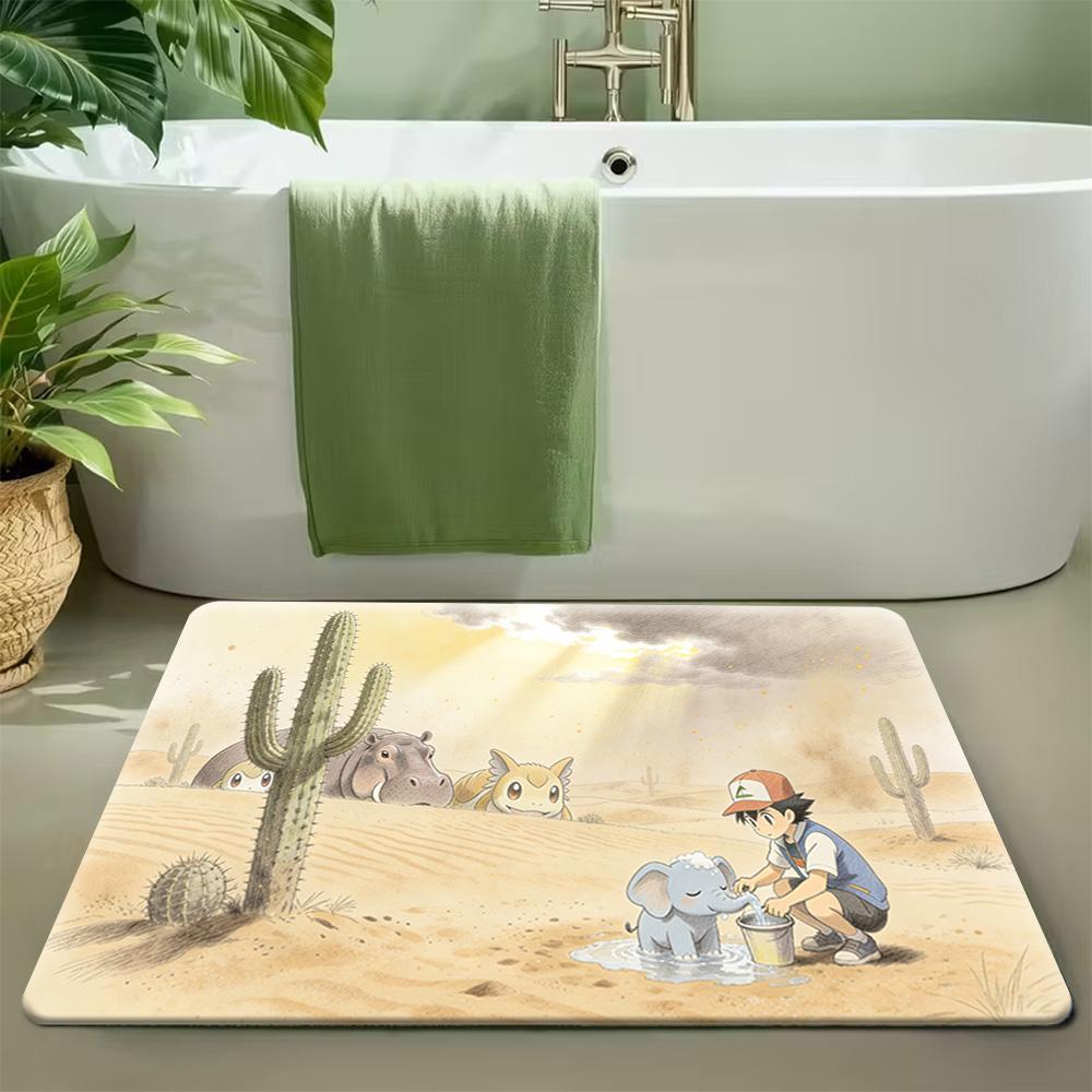 Pokémon Starry Night Desert Ruins Print Non-Slip Soft Doormat for Home Decor 40x60cm