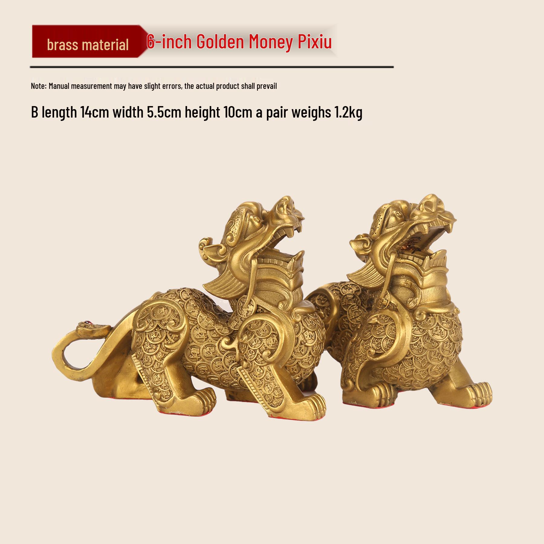

Set of Large Copper Pixiu Ornaments: Wealth-Attracting Brass Decor for Living Room, Wine Cabinet, or Office Gifts.