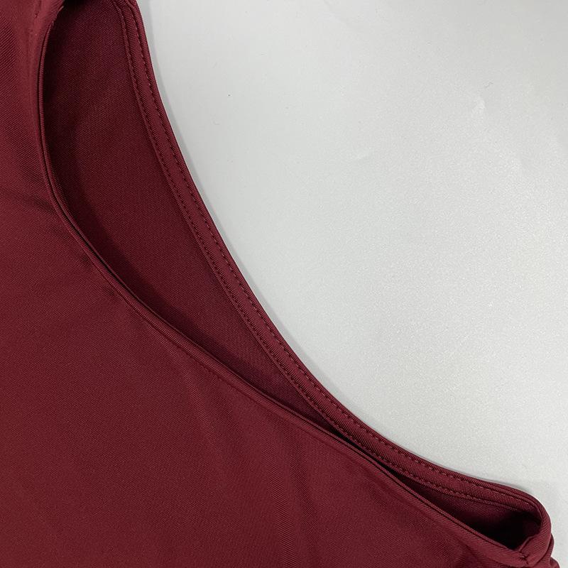2025 Wine Red Slim Fit Knitted Long Dress with Metal Accents