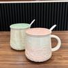 Rabbit Mug with Lid Spoon Cup for Men and Women Ceramic Drinking Water Cup Couple Cartoon High Value Large Capacity Coffee Cup