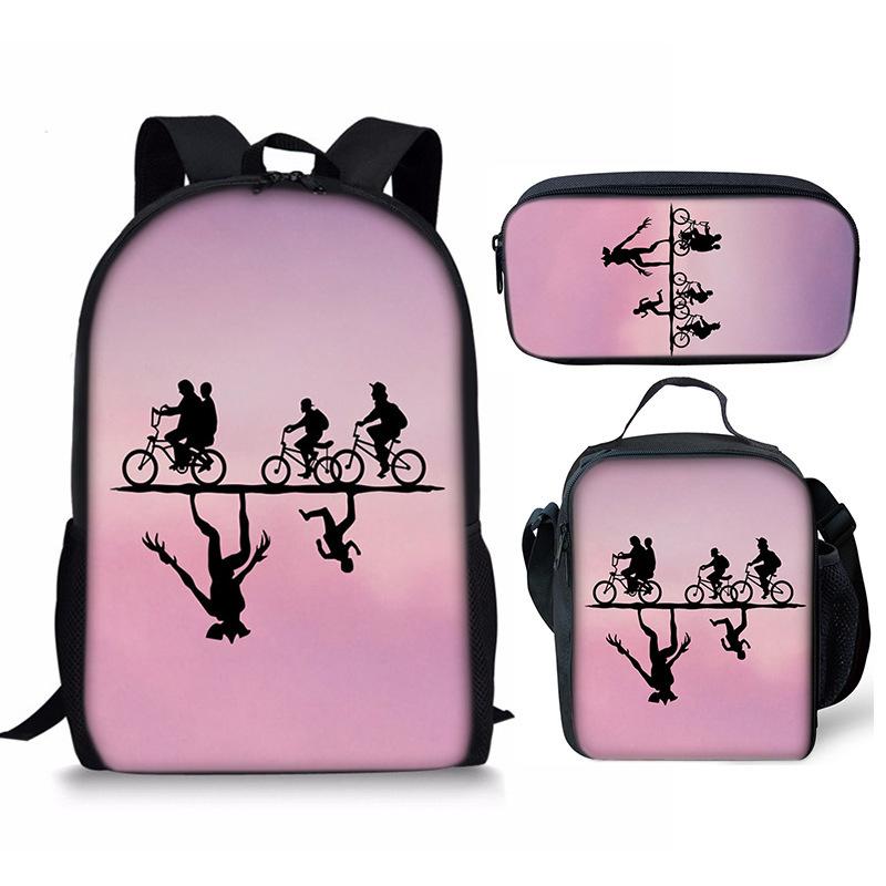 Stranger Things 4-Piece Set: Student Backpack, Shoulder Bag, and Pencil Case CLE