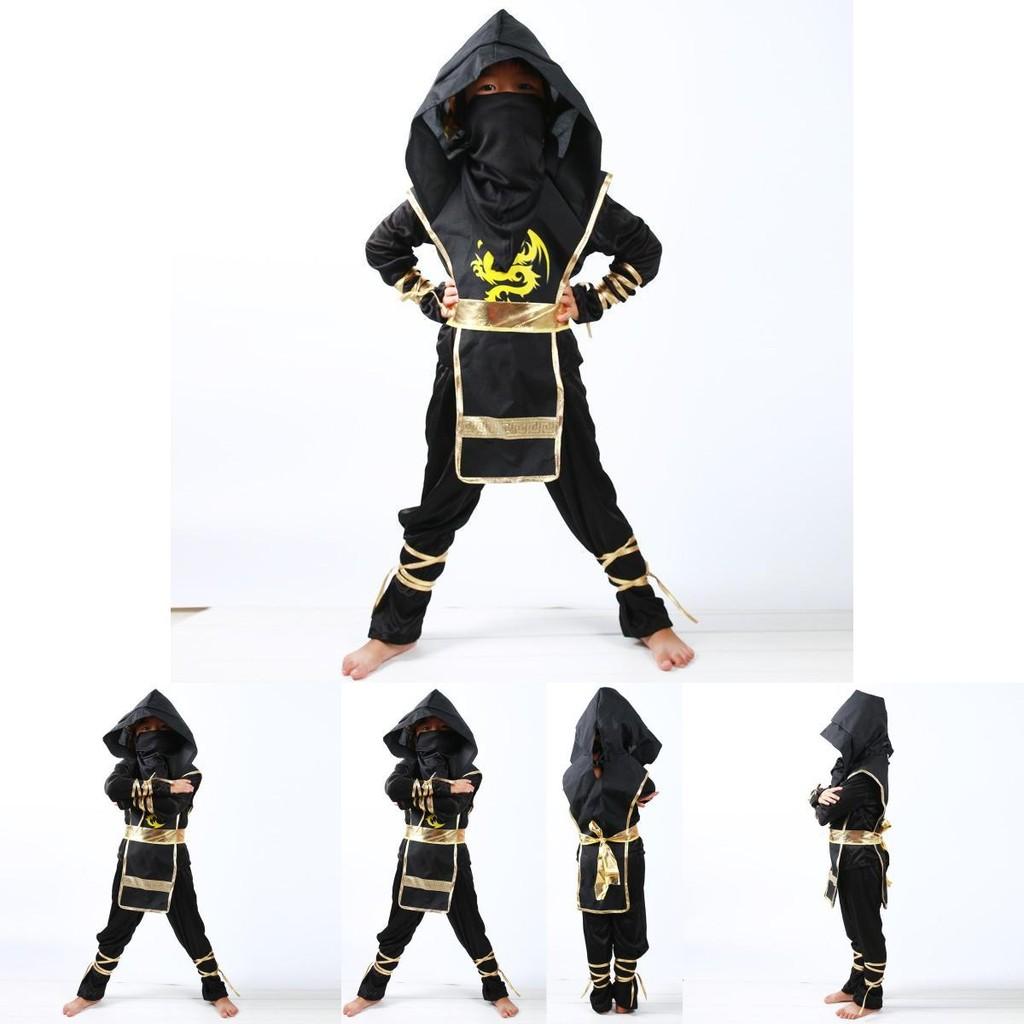 Stunning Boys Kids Ninja Assassin Samurai Warrior Fancy Dress Costume For Halloween