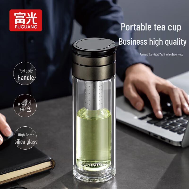 FUGUANG Double-Wall Insulated Glass Tea Tumbler