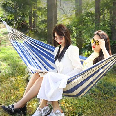 Hanging Bed Outdoor White Thickened Canvas Bent Stick Single or Double Swing Solid Color Camping Hanging Bed Anti Rollover