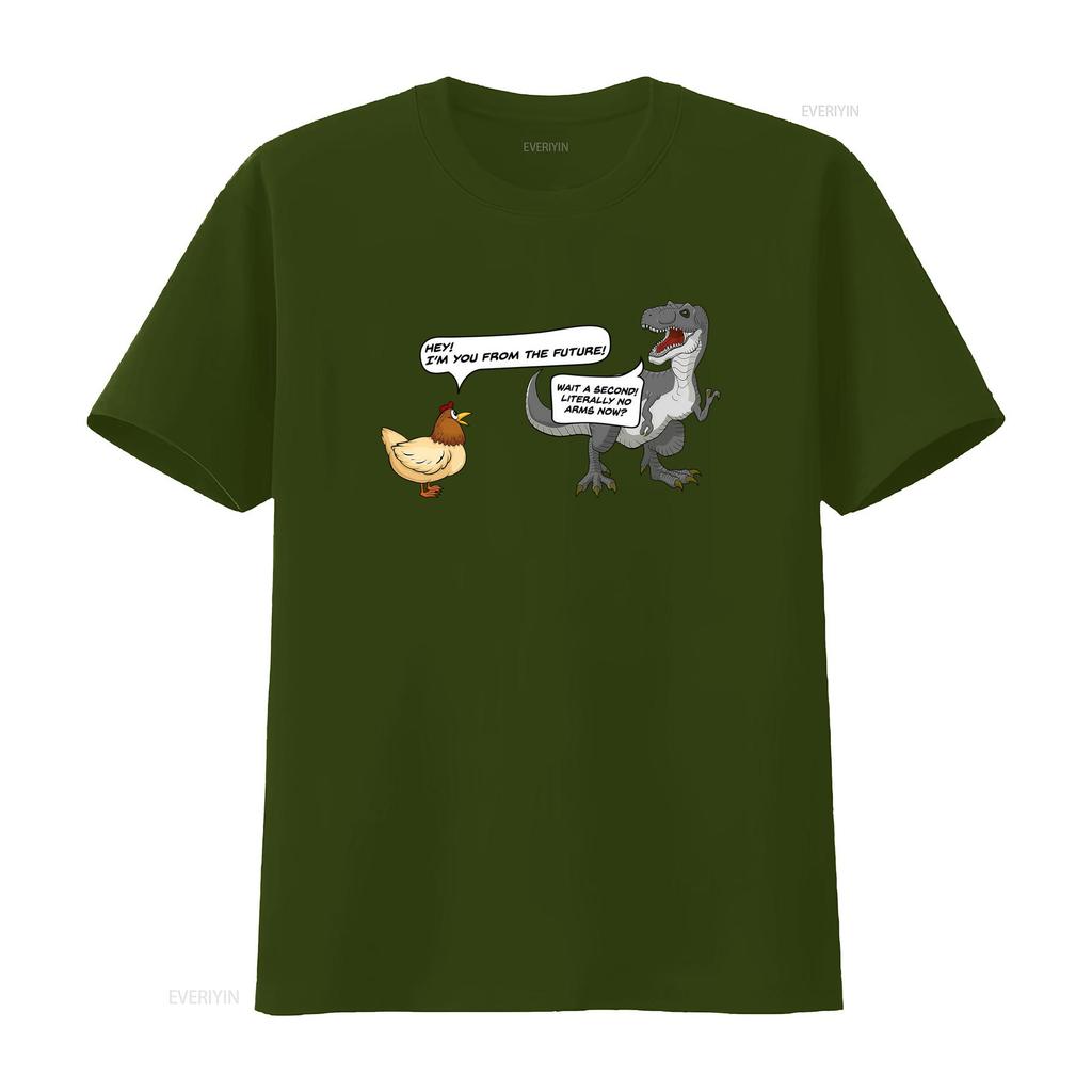T Rex Chicken Funny Dinosaur Quote Novelty Meme Shirt vintage Washed Versatile Slightly Top For Everyday Wear Breathable Casual