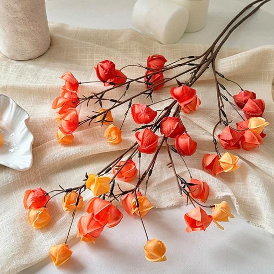 Artificial Chinese Lantern Stems Realistic Orange Fake Koelreuteria Branch 31.5 Inch Tall Faux Silk Stems for Vase Farmhouse Kitchen Table Centerpiece