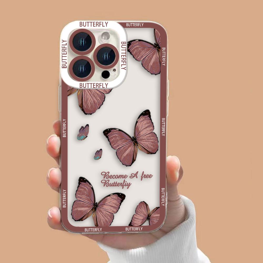 Beautiful Butterfly Flowers Clear Phone Case For Xiaomi 15 15T POCO X7 X6 X5 X4 X3 NFC GT F3 F5 M7 M4 M3 11 11T LITE Case Cover
