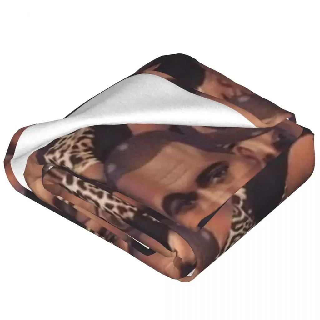 K-Kanye West Face Flannel Blankets Quality Super Soft Rapper Throw Blanket Autumn Airplane Travel Couch Chair Pattern Bedspread