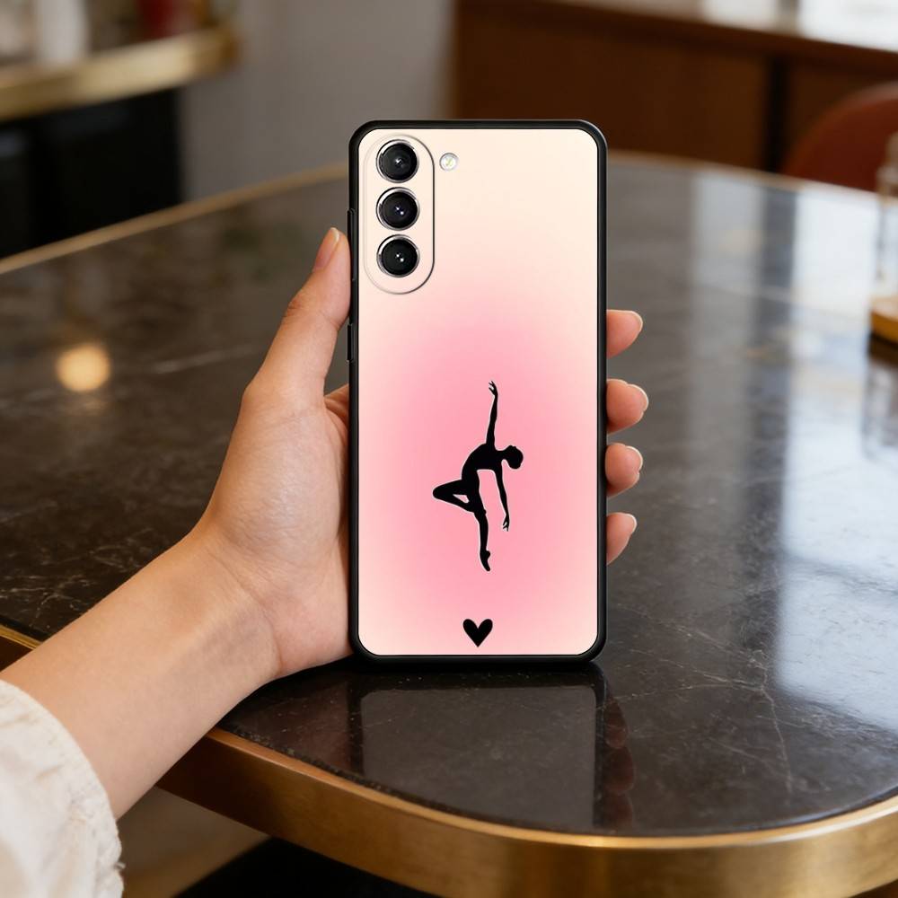 GYM Girl Gymnastic Phone Case For Samsung S25,24,23,22,30,21,10,9,Ultra,Plus,Lite,FE,4,5 G Soft Black Case